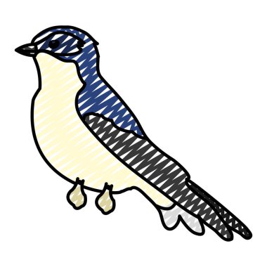 Doodle egzotik güzellik kuş hayvan kanatları vektör çizim ile