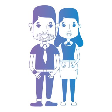 saç şekli ve kıyafet vektör çizim ile birlikte satır çift