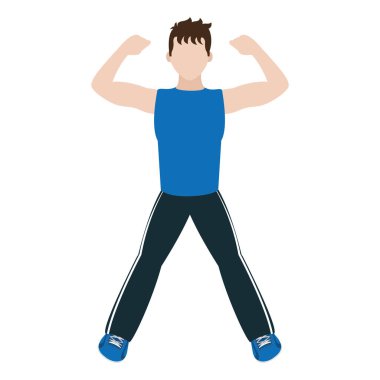 fitness egzersiz eğitim vektör çizim yapan erkek