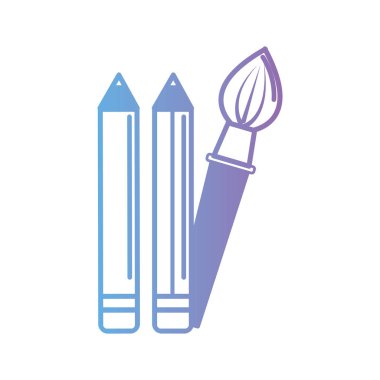 kontur kalem ve fırça okul araçları vektör çizim boya