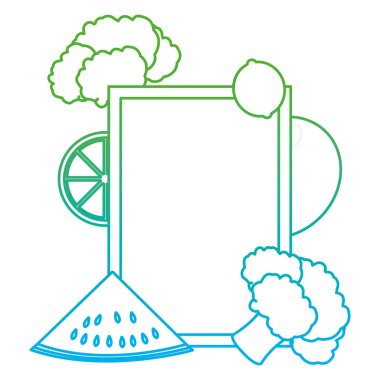 bozulmuş çizgi amblemi stili sağlıklı sebze ve meyve vektör çizim