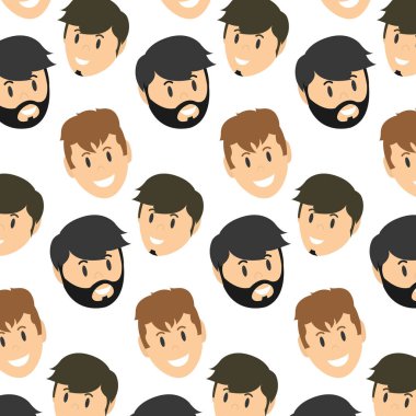 mutlu adamlar kafa saç modeli arka plan vektör çizim ile