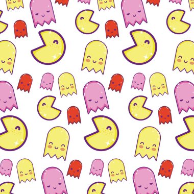 Elektronik video oyunu karakterleri teknoloji arka plan vektör çizim