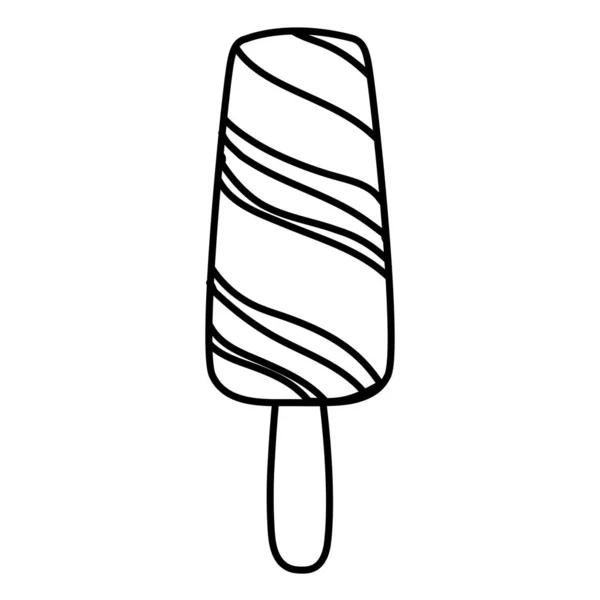 Ligne Savoureux Glace Glacé Froid Dessert Vecteur Illustration — Image vectorielle