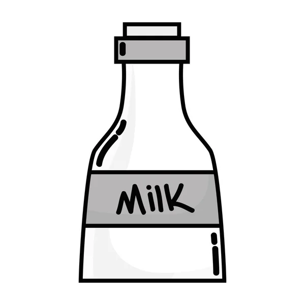 Grayscale Fresh Milk Bottle Product Nutrition Vector Illustration — Stock Vector