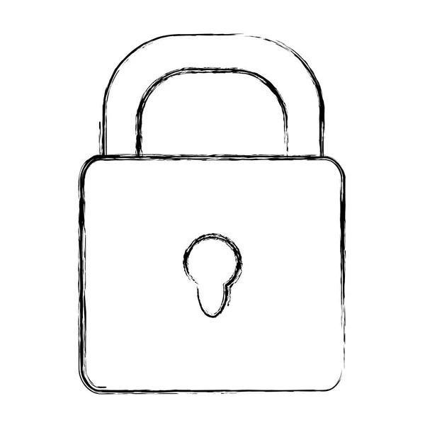 Grunge Close Padlock Security Information Object Vector Illustration — Stock Vector