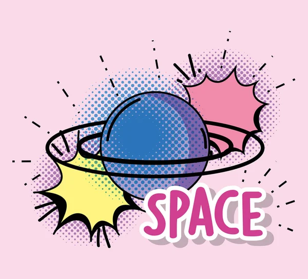 Planet Chat Bubble Space Message Vector Illustration — Stock Vector