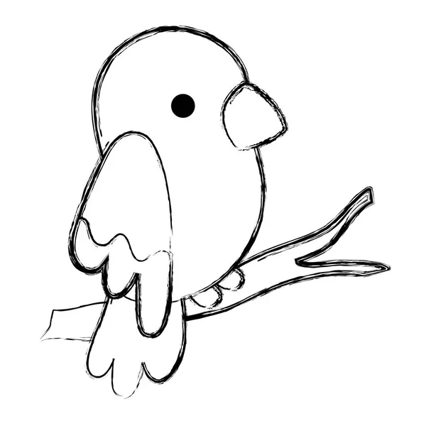 Grunge Beauty Parrot Bird Animal Branch Vector Illustration — Stock Vector