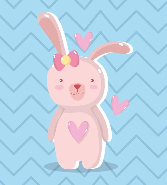 Cute Rabbit Female Hearts Design Vector Illustration — Stock Vector