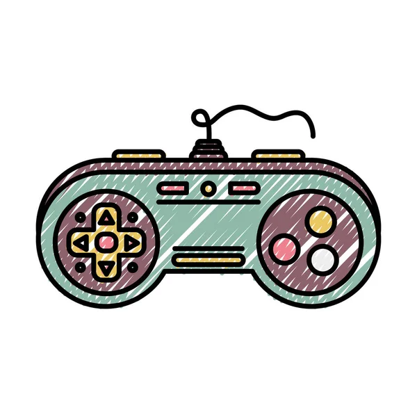 Doodle Videogame Konsol Kontroll Med Knappen Design Vektorillustration — Stock vektor