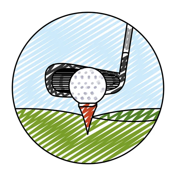 Doodle Professional Golf Bat Ball Play Vector Illustration — Stock Vector