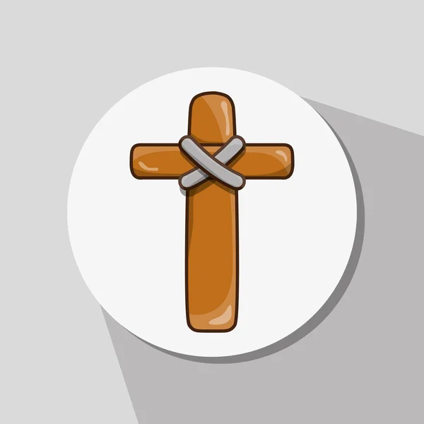 Embrem Catholic Cross Traditional Religion Vector Illustration — Stock Vector