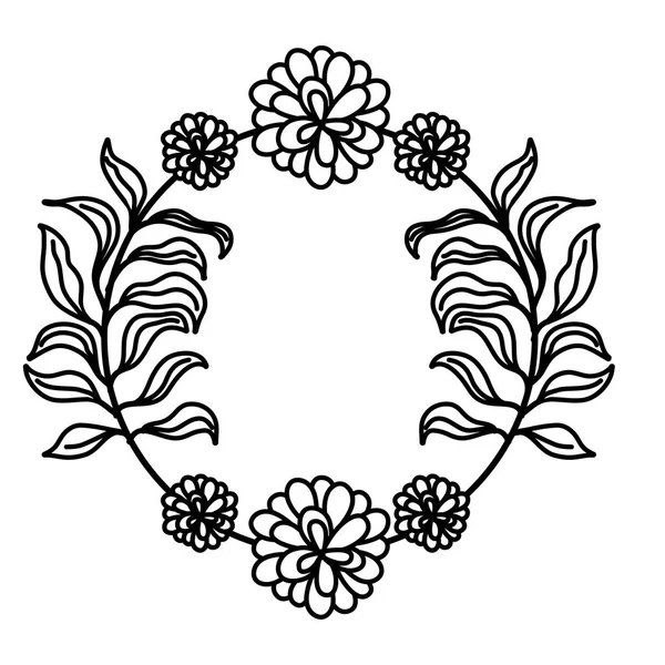 Linie Rustikale Blumen Mit Blütenblättern Und Blättern Dekoration Vektor Illustration — Stockvektor