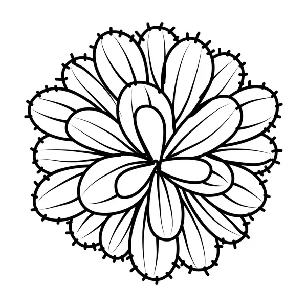 Ligne Fleur Exotique Avec Des Pétales Nature Illustration Vectorielle Style — Image vectorielle