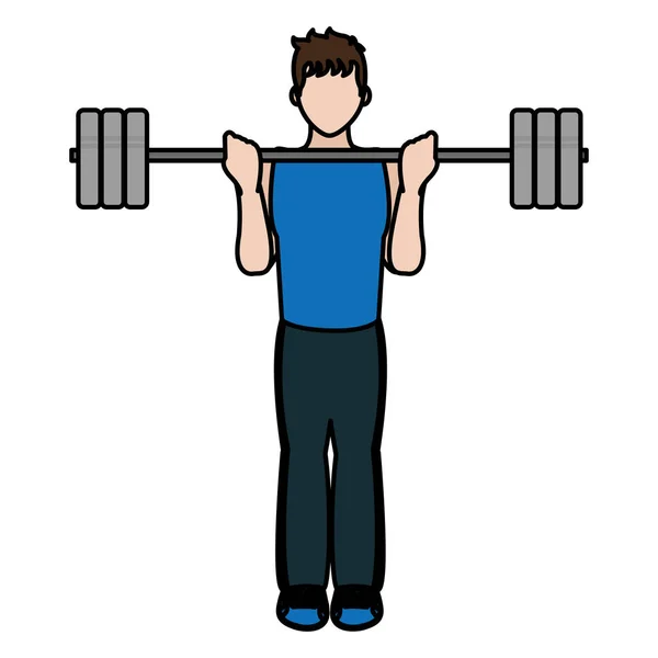 Farbe Fitness Mann Gewichtstraining Vektor Illustration — Stockvektor