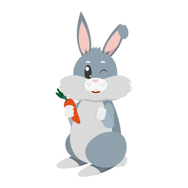 Schöne Wilde Kaninchen Tier Mit Karotten Gemüse Vektor Illustration — Stockvektor