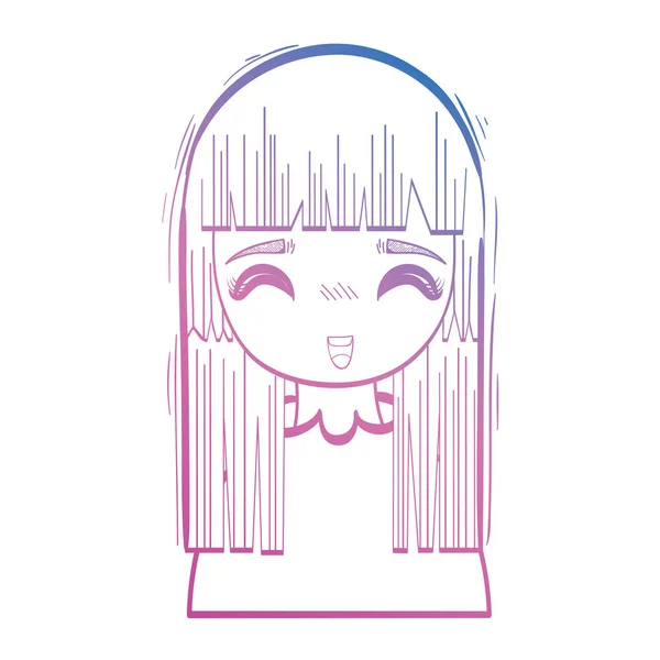 Γραμμή Ομορφιά Κορίτσι Anime Χτένισμα Και Μπλούζα Εικονογράφηση Διάνυσμα — Διανυσματικό Αρχείο