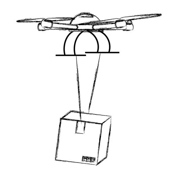 Tecnologia Drone Grunge Con Consegna Pacchetto Servizio Vettoriale Illustrazione — Vettoriale Stock
