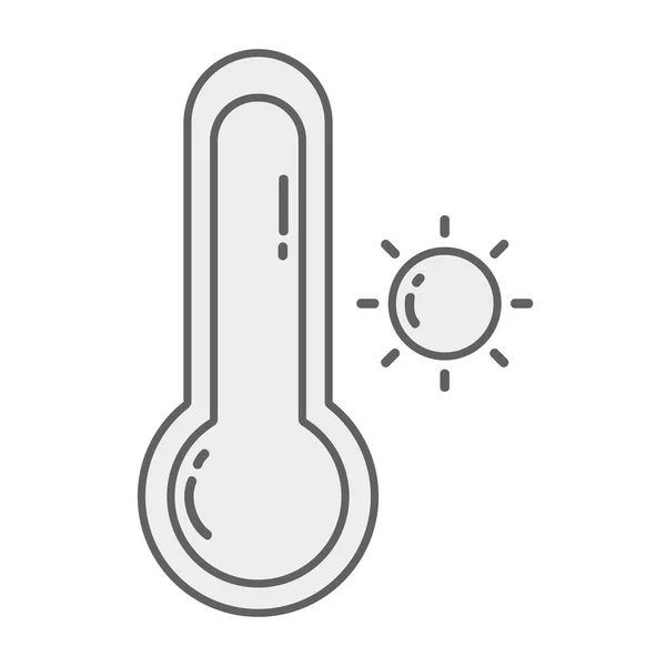 Zeile Sonne Mit Thermometer Und Heißem Wetter Symbolvektorillustration — Stockvektor