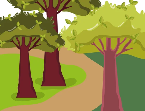 Beautiful forest scenery cartoon vector illustration graphic design