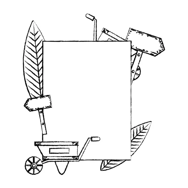 格格会徽与浇水罐和手推车装饰向量例证 — 图库矢量图片