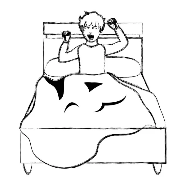 Grunge Mannen Den Sängen Wakuing Upp Med Pijama Design Vektorillustration — Stock vektor