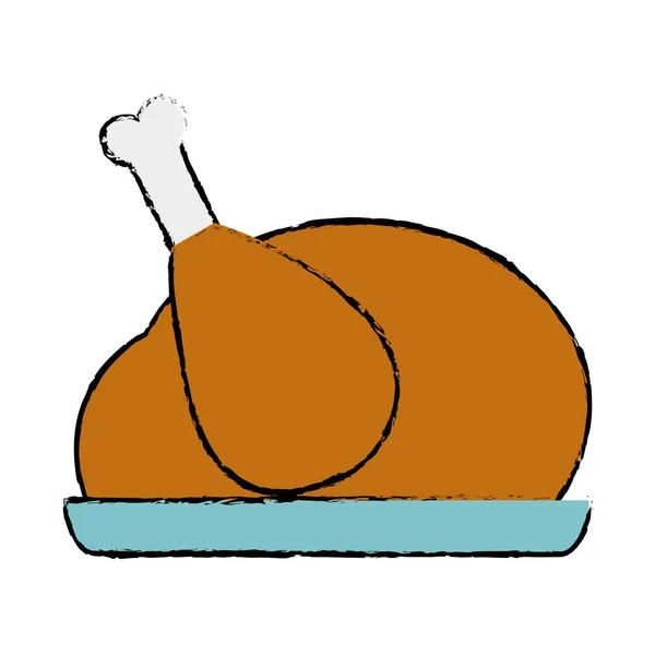 Doodle Ízletes Csirke Étel Sült Vektoros Illusztráció — Stock Vector