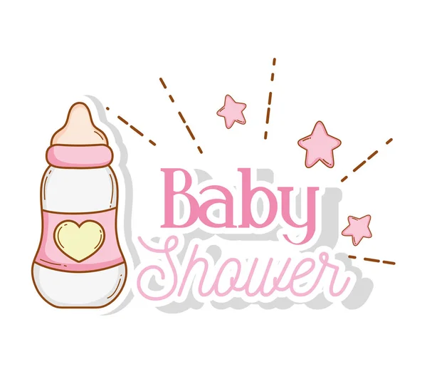 Fütterung Flasche Mit Sternen Baby Dusche Dekoration Vektor Illustration — Stockvektor