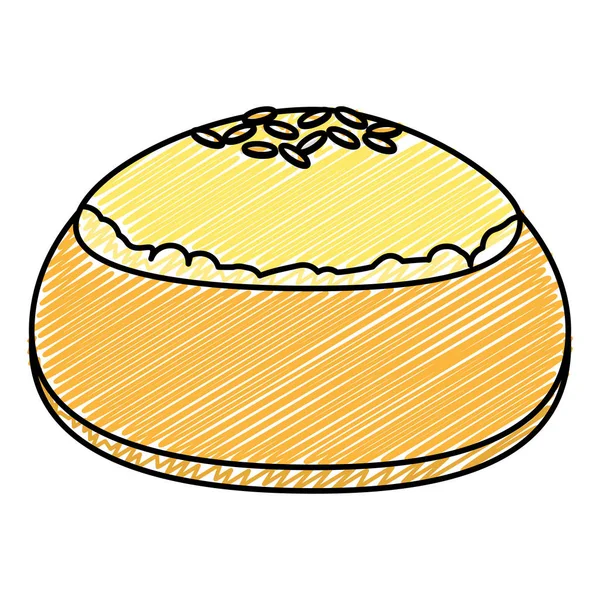 Doodle Leckere Brötchen Brot Bäckerei Lebensmittel Vektor Illustration — Stockvektor