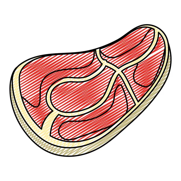 Doodle Ilustracja Wektorowa Świeżego Mięsa Filet Porcji Żywności — Wektor stockowy