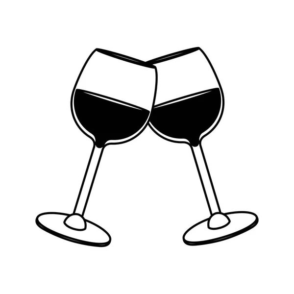 Lijn Gras Met Alcohol Wijn Drinken Tot Viering Vectorillustratie — Stockvector