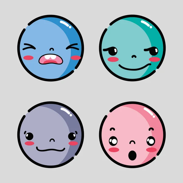 Conjunto Emoji Caras Emociones Carácter Vector Ilustración — Vector de stock