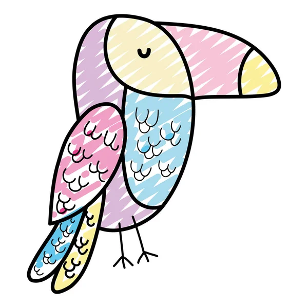 Doodle Schönheit Tukan Tropischen Vogel Tier Vektor Illustration — Stockvektor