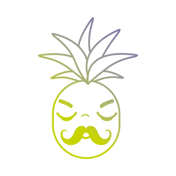 line kawaii cute angry pineapple fruit vector illustration