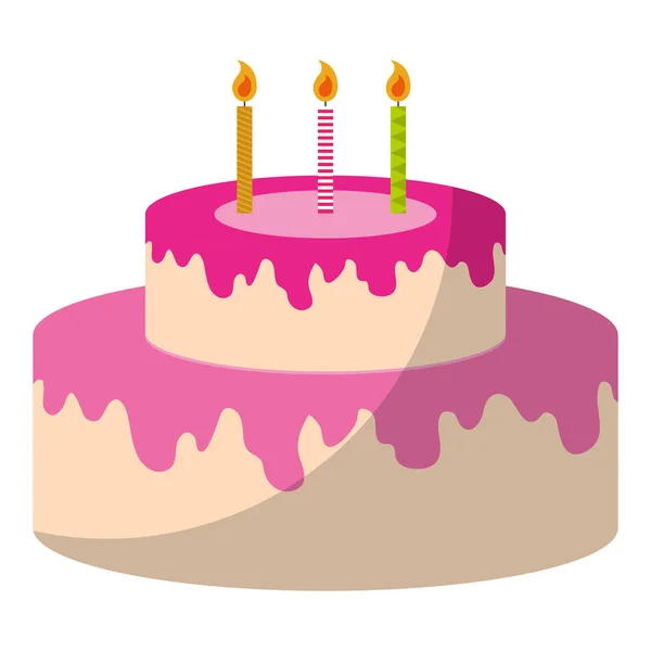 Sweet Cake Dessert Food Candles Vector Illustration — Stock Vector