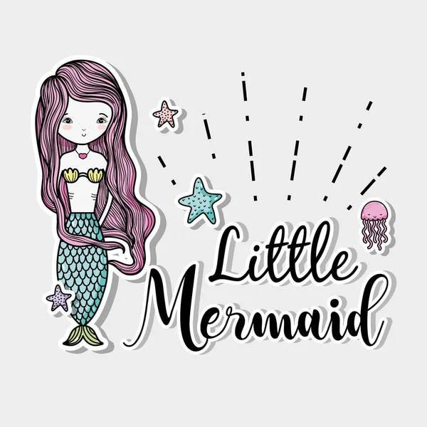 Little Mermaid Art Cartoon Icon Vector Illustration Graphic Design — Stock Vector