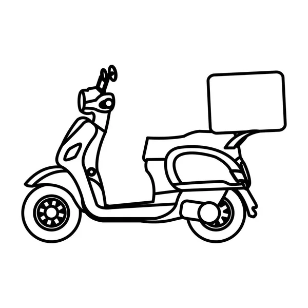 Line Leverans Motorcykel Transport Med Paketet Service Vektorillustration — Stock vektor