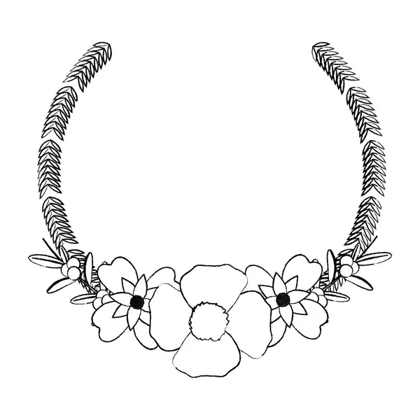 Grunge Nature Branche Rustique Avec Des Fleurs Des Feuilles Illustration — Image vectorielle