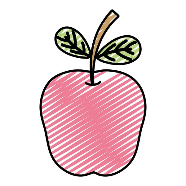 Doodle Delicious Apple Zdravé Ovoce Vitaminem Vektorové Ilustrace — Stockový vektor