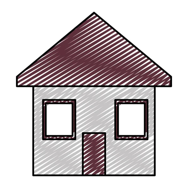 Doodle House Residenz Mit Dach Und Fenstern Design Vektor Illustration — Stockvektor