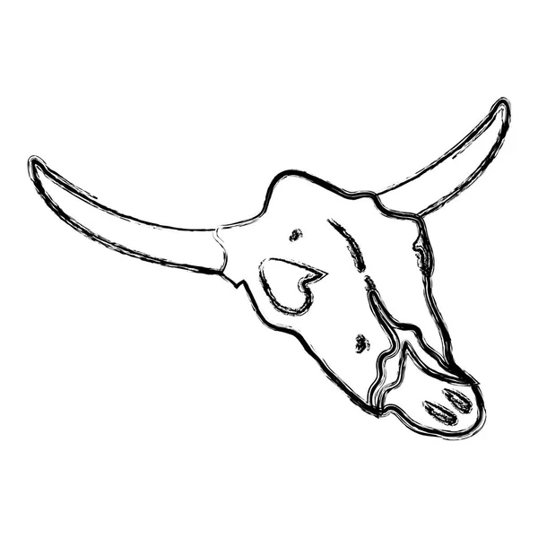 Grunge Nature Buffalo Desert Dead Skull Vector Illustration — Stock Vector