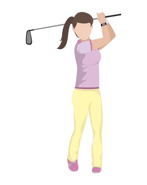 Vrouw Golfer Met Uniform Golf Vleermuis Vector Illustratie — Stockvector