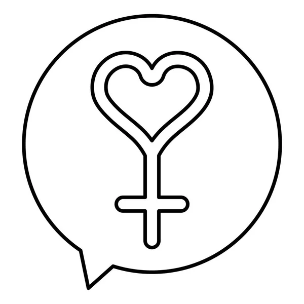 Línea Chat Mensaje Burbuja Con Mujer Signo Vector Ilustración — Vector de stock