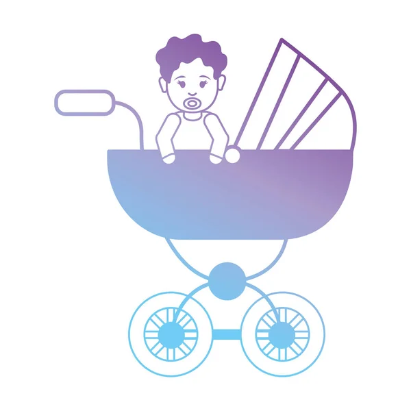 line baby girl inside stroller design vector illustration