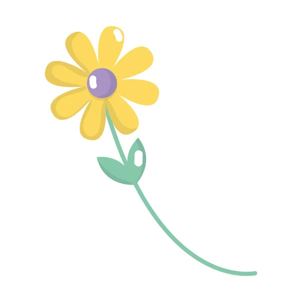 Fleur Nature Avec Beaux Pétales Feuilles Illustration Vectorielle — Image vectorielle