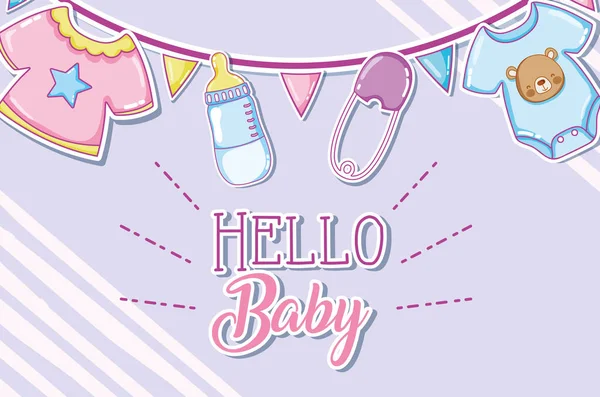 Векторная Иллюстрация Hello Baby Card — стоковый вектор