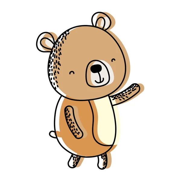 Перемещение Цвета Счастливый Медведь Дикое Животное Рукой Вверх Векторные Иллюстрации — стоковый вектор