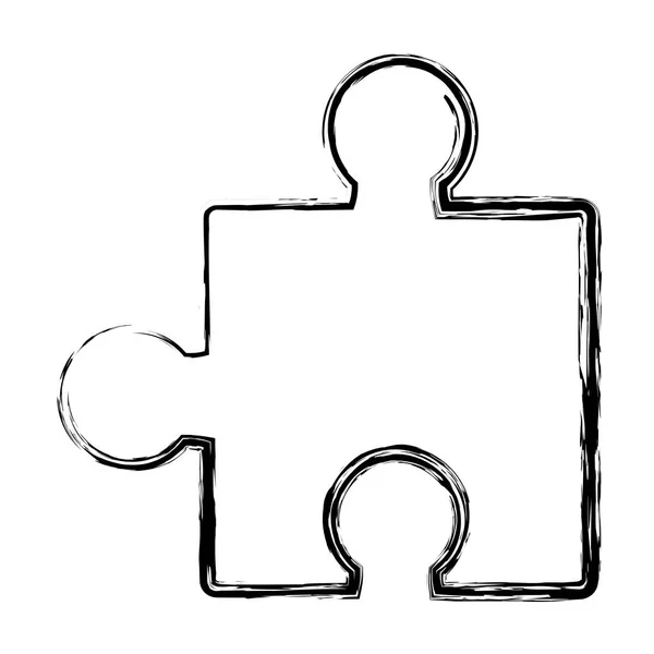 Grunge Puzzel Stuk Object Teamgame Stijl Vectorillustratie — Stockvector