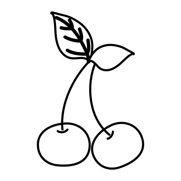 Ligne Délicieuse Cerise Fraîche Bio Fruit Vecteur Illustration — Image vectorielle