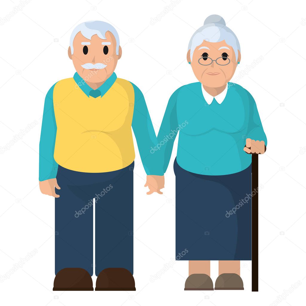 old couple together with casual clothes vector illustration